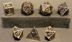 Fifteen4Two Ventures 7pc Solid Metal Dice Set Steampunk Silver w/Dice Bag